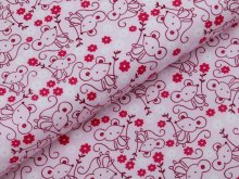 Webware Baumwolle Popeline - Mäuse und Blumen - rosa