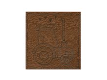 Applikationen/Label aus ökologischem Kunstleder ca. 28 mm x 30 mm - Traktor - braun 