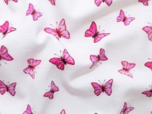 Jersey Baumwolle - Schmetterlinge - weiß - pink