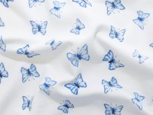 Jersey Baumwolle - Schmetterlinge - weiß - blau