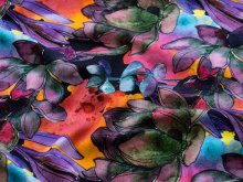 Jersey Digitaldruck - aquarellige Zweige und Blüten - pink-lila