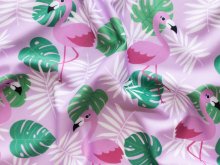 Swimwear Jersey Badestoff UV Protection UPF 50 Flamingos - rosa