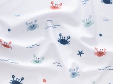 Swimwear Jersey Badestoff UV Protection UPF 50 niedliche Krabben - weiß