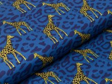 Webware Baumwolle Popeline - Giraffen auf Animalprint - blau