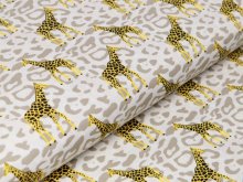 Webware Baumwolle Popeline - Giraffen auf Animalprint - beige
