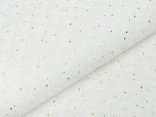 Musselin Double Gauze Rautenstepper mit Foliendruck - unregelmäßige Punkte - uni wollweiß