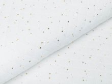 Musselin Double Gauze Rautenstepper mit Foliendruck - unregelmäßige Punkte - uni weiß