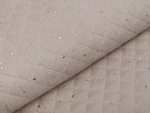 Musselin Double Gauze Rautenstepper mit Foliendruck - unregelmäßige Punkte - uni beige