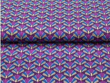 Webware Baumwolle Popeline mit Foliendruck - bunte Weihnachtsfächer - violett