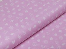 Webware Baumwolle Popeline - Seesterne und Muscheln - rosa