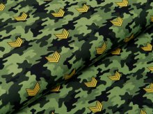 Webware Baumwolle Popeline - Army-Patches auf Camouflage - grün