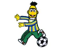 Applikation zum Aufbügeln Sesamstraße - Bert spielt Fußball ca. 95mm x 60mm - gelb