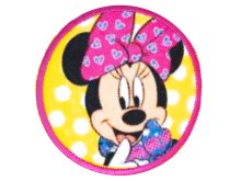 Applikation zum Aufbügeln Disney-Mickey Mouse - fröhliche Minnie Maus ca. 60mm x 60mm - gelb/pink