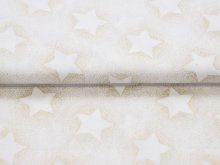 Webware Baumwolle Popeline mit Foliendruck - weihnachtlicher Sternenhimmel - wollweiß
