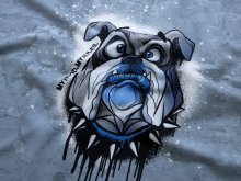 Sweat French Terry Swafing PANEL ca. 85 cm x 155 cm Street Life by Thorsten Berger - Grafitti-Bulldogge  - blaugrau