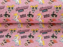 Webware Baumwolle Popeline Digitaldruck Powerpuff Girls - Blossom, Bubbles und Buttercup mit Dany - rosa