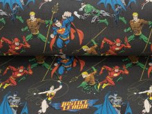 Webware Baumwolle Popeline Digitaldruck Justice League - Superhelden in Aktion - anthrazit