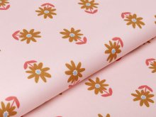 Webware Baumwolle Popeline by Poppy Flowers - Blumenwiese - lachs