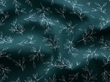 Webware Popeline Baumwolle Weihnachten - blättrige Zweige - dunkelgrün