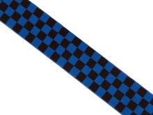 Gummiband elastisch - Schachbrett - blau/schwarz