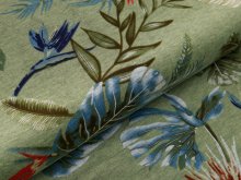 Jersey Viskose DISCHARGE - verschiedene Palmenblätter - grün