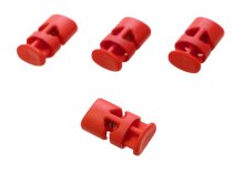 4 Kordelstopper - 13 x 24 mm - für Kordeln mit max. 3 mm Durchmesser - rot