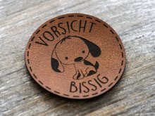 Label Kunstleder soft KDS & Janeas World - Vorsicht bissig 3.0 - braun