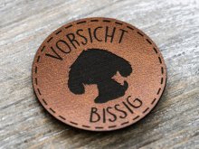 Label Kunstleder soft KDS & Janeas World - Vorsicht bissig 2.0 - braun