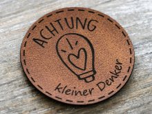 Label Kunstleder soft KDS & Janeas World - Achtung kleiner Denker - braun