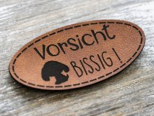 Label Kunstleder soft KDS & Janeas World - Vorsicht bissig  - braun