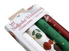 Stoffpaket Weihnachten - Webware Baumwolle mit Foliendruck - 4 Rollen 30cm x 140cm 