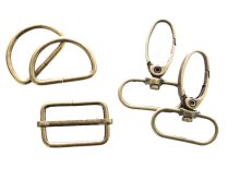 Taschenzubehör-Set Metall 25mm - altgoldfarben