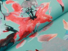 Bambus Jersey Digitaldruck SARAH - Aquarelle Blüten - mint