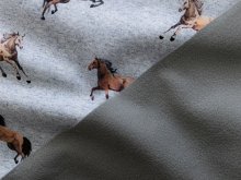 Softshell Jackenstoff - prachtvolle Pferde - meliert grau