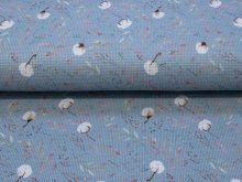 Jersey Waffel Digitaldruck - Baumwollblüte - blau