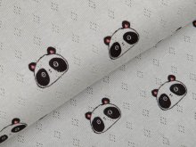 Jersey Baumwolle-Feinstrick - Pointoille Lochmuster - Pandas - mint