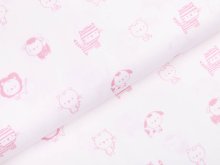 Webware Baumwolle Popeline  - niedliche Tiere - weiß /rosa