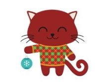 Transfer-Applikation Weihnachten zum Aufbügeln ca. 5,5 cm x 6,0 cm - Kätzchen mit Weihnachtskugel
