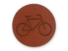 Applikation/Label aus ökologischem Kunstleder ca. 35mm - Fahrrad - hellbraun
