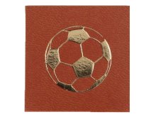 Applikation/Label aus ökologischem Kunstleder ca. 40x40mm - Fußball - hellbraun-goldfarben