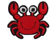 Stick - Applikation zum Aufbügeln ca. 6,0 cm x 5,0 cm - fröhliche Krabbe - rot