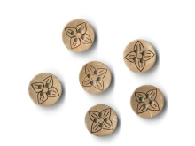 Runder Kokosnuss-Knopf - 6 Stück 13 mm - Sternenblume - holzfarben
