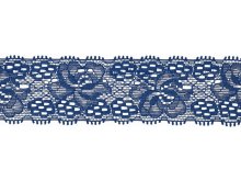 Elastische Spitze 30 mm - Blumen - kobaltblau