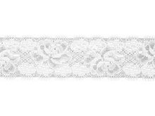 Elastische Spitze 30 mm - Blumen - weiß