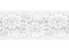 Elastische Spitze 50 mm - Blumen - weiß