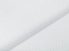 Webware Baumwolle Popeline mit Foliendruck - silberne mini Punkte - weiß