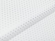 Webware Baumwolle Popeline mit Foliendruck - blitzende mini Sterne - weiß