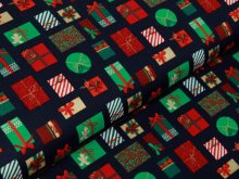 Webware Baumwolle Popeline mit Foliendruck - Weihnachtsgeschenke - marine