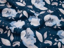 Jackenstoff Softshell - wunderschöne Blüten - blau