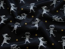 Jersey Halloween mit leicht seitigem Glanz - verrückte Mumien - schwarz